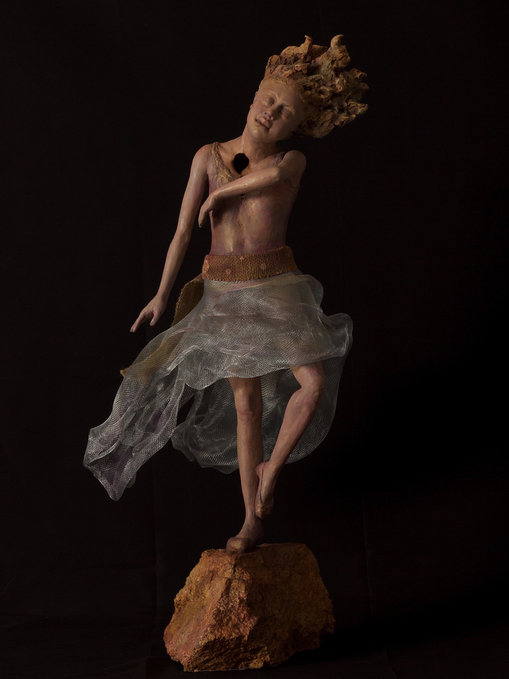 In the Clouds — clay figurative sculpture by Ron Zohar